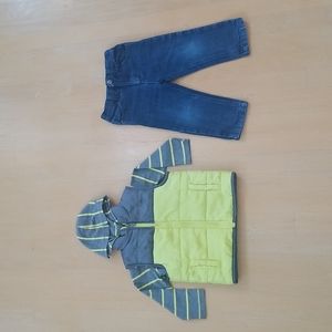 Calvin Klein 3 piece set: vest, shirt, & jeans